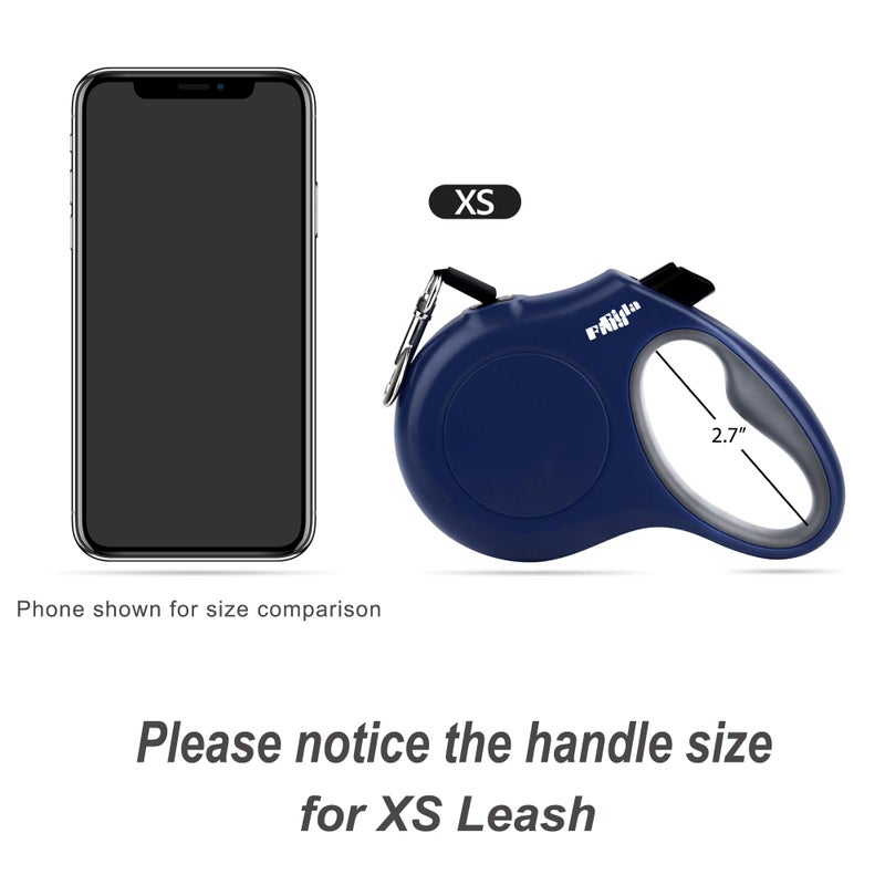 Fida Retractable Dog Leash with Dispenser and Poop Bags, 10 ft Pet Walking Leash for X-Small Dog or Cat up to 18 lbs, Anti-Slip Handle, Tangle-Free, Reflective Nylon Tape (XS, Navy Blue) - Image 5